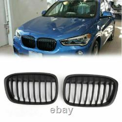 1 Pair Front Kidney Grille Grill For BMW 2016+ F48 F49 X1 X-Series Matte Blk B1