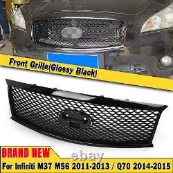 1x Front Bumper Grill Grille Mesh For Infiniti M37 M56 11-13 Q70 14-15 Gloss BLK