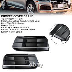 2PCS Front Bumper Cover Grille Bezel Insert Fit Audi Q5 2018-22 BLK/Chrome A1