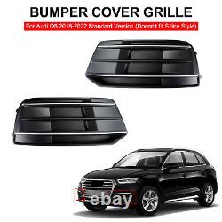 2PCS Front Bumper Cover Grille Bezel Insert Fit Audi Q5 2018-22 BLK/Chrome A9
