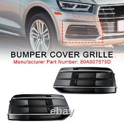 2PCS Front Bumper Cover Grille Bezel Insert Fit Audi Q5 2018-22 BLK/Chrome AY