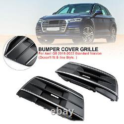 2PCS Front Bumper Cover Grille Bezel Insert Fit Audi Q5 2018-22 BLK/Chrome B2