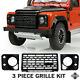 3pc Gloss Black Adventure Style Front End Grille Kit For Landrover Defender G4