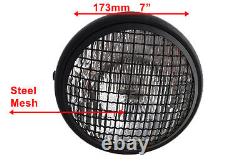 7 Mesh Grill Black Headlight 55w Triumph Bmw Cafe Racer-why Pay £85+ Elsewhere