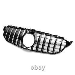 BLK Front Bumper Grille For Mercedes Benz C Class W205 2015-18 With Camera Hole wo