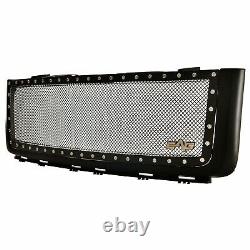 Black 07-13 GMC Sierra 1500 Stainless Steel Riveted Mesh Grille with Surround