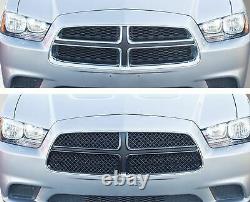 Black Horse 2011-2014 Dodge Charger Overlay Grille Trims Gloss Black