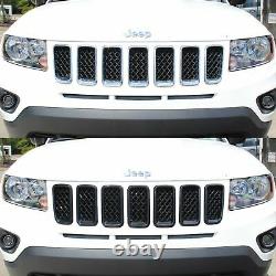 Black Horse 2011-2017 Jeep Compass Overlay Grille Trims Gloss Black