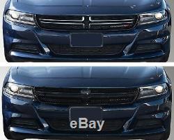 Black Horse 2015-2019 Dodge Charger Overlay Grille Trims Gloss Black