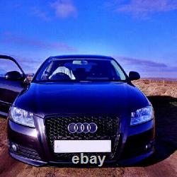 Black honeycomb mesh grill compatible with Audi A3 8P3 2008-2013 S3 RS style