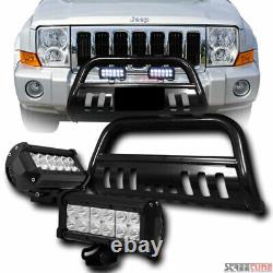 Blk Bull Bar Grille Guard With36W CREE LED Lights For 05+ Grand Cherokee/Commander