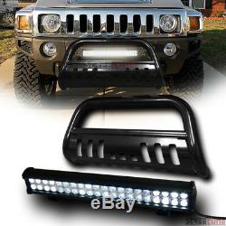Blk Hd Bull Bar Bumper Grille Guard With120W CREE LED Light For 05/06-10 Hummer H3