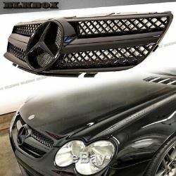 Bright Gloss Black Style Front Fence Grille Fit For 02-06 R230 SL500 SL600 Model