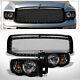 Fit 02-05 Dodge Ram Blk Headlight Parking Signal Nb+rivet Bolt Mesh Front Grille