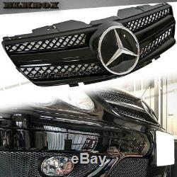 Fit BENZ 03-06 R230 SL-Converti Front Bumper Grille Shiny Black Cover with SL Look