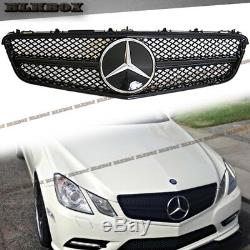 Fit BENZ 10-13 W207 E-COUPE Front Bumper Grille Jet Gloss Black Base Cover Look