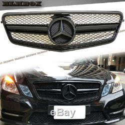 Fit BENZ 10-13 W212 E-Sedan Front Bumper Grille Cover Full Gloss Black BLK2 Look