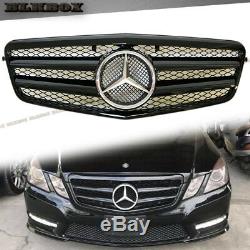 Fit BENZ 10-13 W212 E-Sedan Front Bumper Replaced Grille- BLK-A Gloss Black Look