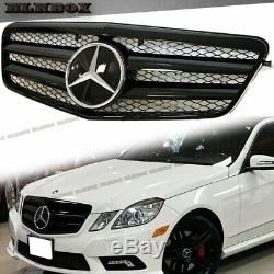 Fit BENZ 10-13 W212 E-Sedan Front Bumper Replaced Grille-BLK-D1 Gloss Black Look