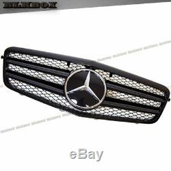 Fit BENZ 10-13 W212 E-Sedan Front Bumper Replaced Grille-BLK-D1 Gloss Black Look