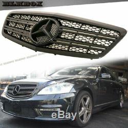 Fit BENZ 10-13 W221 S-Sedan Front Bumper Replaced Grille- All Shiny Black A Look