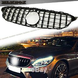 Fit BENZ 2015 2016 2017 2018 W205 C-CLASS GT Front Grille ALL GLOSS BLACK NEW