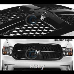 Fits 13-18 Dodge Ram 1500 Glossy Blk OE Honeycomb Mesh Front Bumper Grill Grille