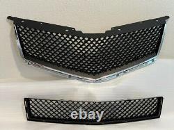 Fits Cadillac SRX 2010 2011 2012 ABS BLACK MESH FULL REPLACEMENT GRILLE 2PCS