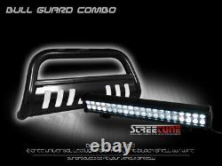 For 03-17 Expedition Blk Steel Bull Bar Bumper Grille Guard+120W CREE LED Light