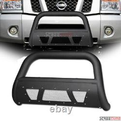 For 04-15 Titan/Armada Matte Blk Studded Mesh Style Bull Bar Grill Grille Guard