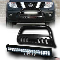 For 05-19 Frontier/Pathfinder Blk Bull Bar Grille Guard+120W CREE LED Light Lamp