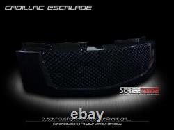 For 07-14 Escalade/EXT Glossy Blk Mesh Front Hood Bumper Grill Grille Guard ABS