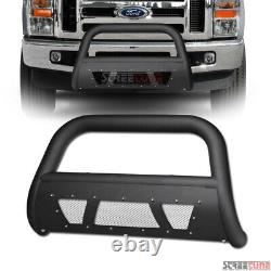 For 08-10 F250/F350 Superduty Matte Blk Studded Mesh Bull Bar Grill Grille Guard