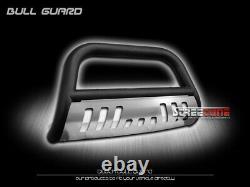 For 08-14 Ford E150/E250/E350 Matte Blk Bull Bar Push Bumper Grill Guard+SS Skid
