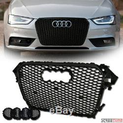 For 13+ Audi A4 B8.5 Euro Blk RS Honeycomb Mesh Front Bumper Grill Grille Cover
