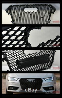 For 13+ Audi A4 B8.5 Euro Blk RS Honeycomb Mesh Front Bumper Grill Grille Cover