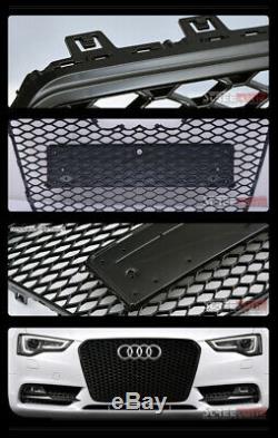 For 13+ Audi A5 B8.5 Euro Blk RS Honeycomb Mesh Front Bumper Grill Grille Cover