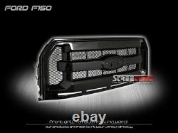For 15-17 F150 Gloss Blk OE Honeycomb Mesh Front Bumper Grill Grille Replacement