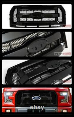 For 15-17 F150 Gloss Blk OE Honeycomb Mesh Front Bumper Grill Grille Replacement
