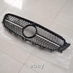 For 16-19 Mercedes E Class W213 C238 Front Grille Grill Gloss Blk Diamond Style