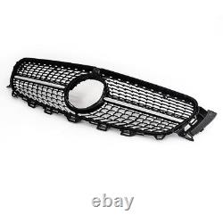 For 16-19 Mercedes E Class W213 C238 Front Grille Grill Gloss Blk Diamond Style