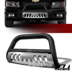For 2004-2012 Chevy Colorado Matte Blk Bull Bar Bumper Grille Guard With Ss Skid
