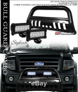 For 2004-2019 Ford F150 Blk Bull Bar Bumper Grille Guard+36W CREE LED Fog Lights