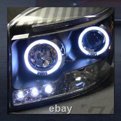 For 2006-2009 Dodge Ram Blk Halo LED Projector Headlights Signal Am+Mesh Grille