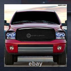 For 2006-2009 Dodge Ram Blk Halo LED Projector Headlights Signal Am+Mesh Grille