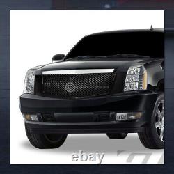 For 2007-2014 Cadillac Escalade/EXT Glossy Blk Mesh Front Hood Bumper Grille ABS