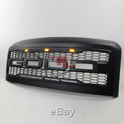 For 2008-2010 F250 F350 honeycomb mesh Grill Grille with amber LED BLACK