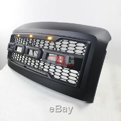 For 2008-2010 F250 F350 honeycomb mesh Grill Grille with amber LED BLACK