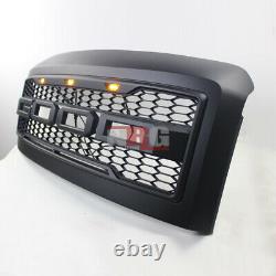For 2008-2010 Ford F250 F350 Grill Grille with amber LED BLACK