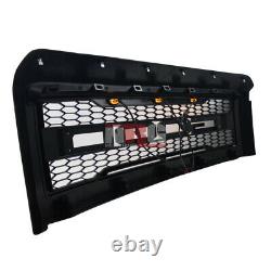 For 2008-2010 Ford F250 F350 Grill Grille with amber LED BLACK